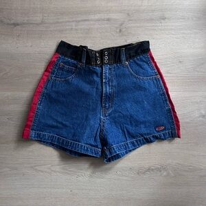 Vintage Unionbay Denim Women's Shorts with Red Stripe
